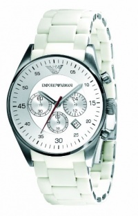 Emporio Armani Men's AR5859 Sport White Silicone Silver Chronograph Dial Watch Emporio Armani Men's AR5859 Sport White Silicone Silver Chronograph Dial Watch
