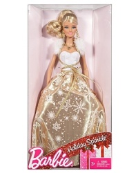 Celebrate the holidays with Barbie®! This special Barbie® doll comes in a beautiful, fashionable, holiday-inspired dress perfect for commemorating the season. Celebrate the holidays with Barbie®! This special Barbie® doll comes in a beautiful, fashionable, holiday-inspired dress perfect for commemorating the season.