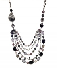 Snap up the hottest new trend in chic animal prints. Style&co. necklace features plastic jet and animal print beads for a style that's wearable and wild. Crafted in mixed metal. Approximate length: 18 inches. Approximate drop: 7 inches. Snap up the hottest new trend in chic animal prints. Style&co. necklace features plastic jet and animal print beads for a style that's wearable and wild. Crafted in mixed metal. Approximate length: 18 inches. Approximate drop: 7 inches.