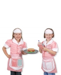 Made to order! She'll be able to imagine all the culinary possibilities with this waitress play set from Melissa and Doug. The included menu and dry-erase order ticket complete this fine dining imagination station. Made to order! She'll be able to imagine all the culinary possibilities with this waitress play set from Melissa and Doug. The included menu and dry-erase order ticket complete this fine dining imagination station.