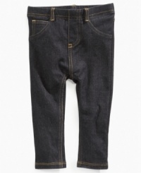 The look of jeans with the comfort and convenience of leggings. Get the best of both worlds with these denim leggings from First Impressions. The look of jeans with the comfort and convenience of leggings. Get the best of both worlds with these denim leggings from First Impressions.