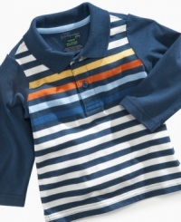 Update his striped style with a colorful twist in this polo shirt from First Impressions. Update his striped style with a colorful twist in this polo shirt from First Impressions.