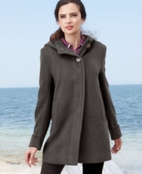 Bundle up in Jones New York's cozy flocked coat. A touch of angora adds an extra-soft feel. Bundle up in Jones New York's cozy flocked coat. A touch of angora adds an extra-soft feel.