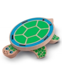 Crafted from select hardwood and accented with child-safe dyes, First Play Peek-a-Boo Turtle has four polka-dot legs that flap open, then snap back to their hiding place with a clack! Young toddlers can develop concepts of object permanence as well as hand-eye coordination as they click the feet and head in and out, learning naturally through play. Crafted from select hardwood and accented with child-safe dyes, First Play Peek-a-Boo Turtle has four polka-dot legs that flap open, then snap back to their hiding place with a clack! Young toddlers can develop concepts of object permanence as well as hand-eye coordination as they click the feet and head in and out, learning naturally through play.