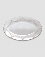 A beautiful stoneware platter is handcrafted to bring rustic detail and irresistibly romantic European charm to a memorable dinner or party. 11½W X 18L Dishwasher and oven safe Imported