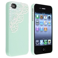 Hand Made Lace and Pearl Green Hard Case Cover for iPhone 4 4G 4S Hand Made Lace and Pearl Green Hard Case Cover for iPhone 4 4G 4S