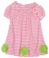 Hartstrings Baby-girls Infant Striped Jersey Bubble Tunic, Pink Stripe, 12 Months
