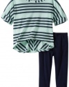 Splendid Littles Baby-Girls Newborn Capri Stripe Tunic Set, Julep, 6-12 Months