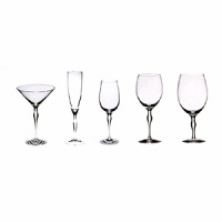 Balans glasses have sensuous, tear-shaped stems, lending perfect balance to form and hand. Shown left to right: martini, flute, wine, goblet, iced beverage.