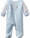 ABSORBA Baby-Boys Newborn Puppy Velour Footie, Blue, 0-3 Months