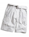 GUESS Kids Boys Little Boy Shorts with Patch Pockets and, WHITE (2T)