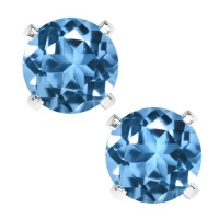 2.00 Ct Round 6mm Blue Topaz 925 Sterling Silver Stud Earrings 2.00 Ct Round 6mm Blue Topaz 925 Sterling Silver Stud Earrings