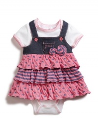 GUESS Bodysuit & Ruffle Jumper Two-Piece S, PINK (6/9M) GUESS Bodysuit & Ruffle Jumper Two-Piece S, PINK (6/9M)