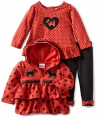 Nannette Baby-Girls Infant 3 Piece Dog Hoodie Set, Red, 12 Months Nannette Baby-Girls Infant 3 Piece Dog Hoodie Set, Red, 12 Months