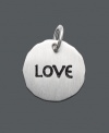 A simple charm with a poignant message. Rembrandt charm features the word Love on the surface. Crafted in sterling silver. Charm can be engraved for an extra-personal touch. Approximate drop: 5/8 inch.
