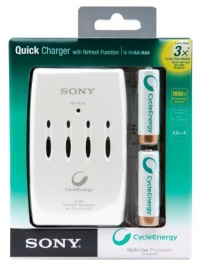Sony BCG34HRE4KN Cycle Energy Quick with Refresh Charger and 4 Pre-Charged 2000 mAh AA Batteries Sony BCG34HRE4KN Cycle Energy Quick with Refresh Charger and 4 Pre-Charged 2000 mAh AA Batteries