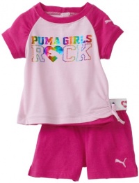Puma - Kids Baby-girls Infant Reglan Tee And Jersey Short Set, Pink, 12 Months Puma - Kids Baby-girls Infant Reglan Tee And Jersey Short Set, Pink, 12 Months