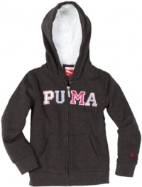 Puma - Kids Girls 2-6x Faux Shering Hoodie, Dark Gray, 4 Puma - Kids Girls 2-6x Faux Shering Hoodie, Dark Gray, 4