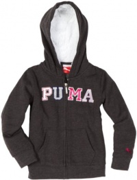 Puma - Kids Girls 2-6x Faux Shering Hoodie, Dark Gray, 4