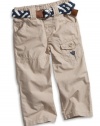 GUESS Kids Boys Baby Pull-On Belted Pants (12 - 24m), TAN (18M)