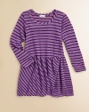 Bold stripes adorn this sweet frock with a wrap-like skirt.ScoopneckLong sleevesPullover styleWrap-like skirt33% supima cotton/33% micro modal/17% polyester/13% cotton/4% rayonMachine washImported