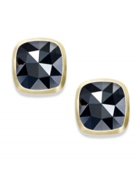 Glistening glamour. These rectangle stud earrings, set in 14k gold, give off a lustrous touch with rose-cut black diamonds (3 ct. t.w.), making them perfect for any affair. Set in 14k gold. Approximate size: 1/2 inch x 3/8 inch. Glistening glamour. These rectangle stud earrings, set in 14k gold, give off a lustrous touch with rose-cut black diamonds (3 ct. t.w.), making them perfect for any affair. Set in 14k gold. Approximate size: 1/2 inch x 3/8 inch.