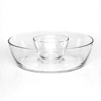 A chic way to serve chips and dip, cruditiés and spread or fruit and chocolate, this Luigi Bormioli bowl with a fused and nested inner dip bowl is a must-have for entertaining. A chic way to serve chips and dip, cruditiés and spread or fruit and chocolate, this Luigi Bormioli bowl with a fused and nested inner dip bowl is a must-have for entertaining.
