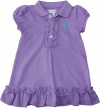 Ralph Lauren Layette Baby Girl's Ruffle Placket Dress (6 Month, Purple)