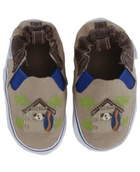 Hang ten, dude! He'll be laid back in these comfy Robeez shoes designed for easy movement, grip and muscle development. Hang ten, dude! He'll be laid back in these comfy Robeez shoes designed for easy movement, grip and muscle development.