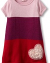 Design History Girls 2-6X Short Sleeve Colorblock Dress Heart, Sparkle Pink Combo, 2T