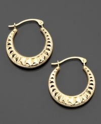 Look put together with these lovely polished pleat earrings crafted in 10k gold. Approximate diameter: 1/2 inches. Look put together with these lovely polished pleat earrings crafted in 10k gold. Approximate diameter: 1/2 inches.