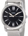 Timex Women's T2N680 Elevated Classics Dress Uptown Chic Black Dial Silver-Tone Stainless Steel Mesh Bracelet Watch