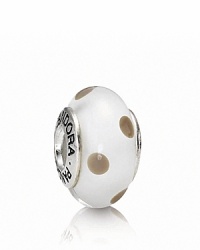 A whimsical murano glass charm with a playful polka dot pattern. Logo-engraved sterling silver trim expresses the PANDORA signature. A whimsical murano glass charm with a playful polka dot pattern. Logo-engraved sterling silver trim expresses the PANDORA signature.