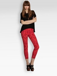 Vibrant printed denim - this season's must-have look - hugs the body in a sleek, sexy fit.THE FITSkinny fitRise, about 8Inseam, about 25THE DETAILSZip flyFive-pocket style43% lycocell/26% cotton/17% rayon/13% polyester/1% spandexMachine washMade in USA of imported fabricModel shown is 5'10 (177cm) wearing US size 4. Vibrant printed denim - this season's must-have look - hugs the body in a sleek, sexy fit.THE FITSkinny fitRise, about 8Inseam, about 25THE DETAILSZip flyFive-pocket style43% lycocell/26% cotton/17% rayon/13% polyester/1% spandexMachine washMade in USA of imported fabricModel shown is 5'10 (177cm) wearing US size 4.