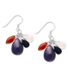 Polish your look with vibrant stones. These sterling silver earrings feature drops of red agate (1-1/4 ct. t.w.), black agate (1-1/2 ct. t.w.), rose quartz (1-1/4 ct. t.w.) and amethyst (5 ct. t.w.) all in a chic cluster. Approximate drop: 1 inch.