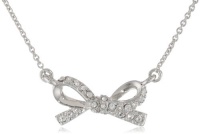 Kate Spade New York Skinny Mini Pave Mini Bow Clear, Silver Colored Pendant Necklace, 16 Kate Spade New York Skinny Mini Pave Mini Bow Clear, Silver Colored Pendant Necklace, 16