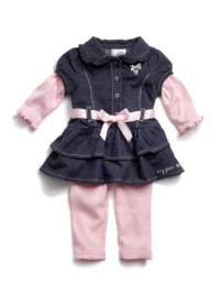 GUESS Kids Girls Baby Dress and Leggings Set, INDIGO (0/3M) GUESS Kids Girls Baby Dress and Leggings Set, INDIGO (0/3M)