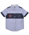 Nautica Open Seas Stripe S/S Button-Down Shirt (Sizes 4 - 7X) - navy, 4