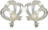 Anne Klein Araway Silver-Tone Pearl Ribbon Button Earrings