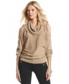 A cowlneck sweater gets a dose of cool thanks to a metallic knit and chic shoulder cutouts. By MICHAEL Michael Kors.