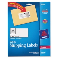 Avery® White Shipping Labels for Laser Printers with TrueBlock(TM) Technology, 2 inches x 4 inches, Pack of 250 (5263) Avery® White Shipping Labels for Laser Printers with TrueBlock(TM) Technology, 2 inches x 4 inches, Pack of 250 (5263)