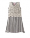 Design History Girls 7-16 Dress with Lace Top, Marble Heather, 10