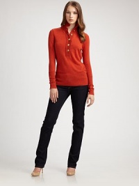 A smart style with a sporty stand collar that leads to a placket of gold buttons. Stand collarLong sleevesButton placketPull-on styleRibbed trim74% wool/21% polyester/5% cashmereDry cleanImported Model shown is 5'10 (177cm) wearing US size Small. A smart style with a sporty stand collar that leads to a placket of gold buttons. Stand collarLong sleevesButton placketPull-on styleRibbed trim74% wool/21% polyester/5% cashmereDry cleanImported Model shown is 5'10 (177cm) wearing US size Small.