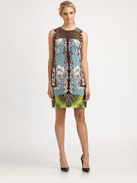 When bold prints collide, you have a brilliant silk shift that offers a flattering fit, thanks to a hint of stretch. Round neckSleevelessFront yokePrinted silk hemExposed back zipperFully linedAbout 35 from shoulder to hem94% silk/6% elastaneDry cleanImported Model shown is 5'10 (177cm) wearing US size 4. OUR FIT MODEL RECOMMENDS ordering true size. When bold prints collide, you have a brilliant silk shift that offers a flattering fit, thanks to a hint of stretch. Round neckSleevelessFront yokePrinted silk hemExposed back zipperFully linedAbout 35 from shoulder to hem94% silk/6% elastaneDry cleanImported Model shown is 5'10 (177cm) wearing US size 4. OUR FIT MODEL RECOMMENDS ordering true size.