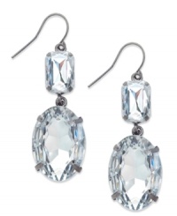 Make a sparkling statement. These drop earrings from Bar III are crafted from hematite-tone mixed metal with acrylic crystal stones providing a glamorous touch. Approximate drop: 2 inches. Make a sparkling statement. These drop earrings from Bar III are crafted from hematite-tone mixed metal with acrylic crystal stones providing a glamorous touch. Approximate drop: 2 inches.