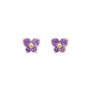 14K Yellow Gold February CZ Birthstone Butterfly Stud Earrings for Baby and Children (Amethyst, Purple)