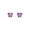 14K Yellow Gold February CZ Birthstone Butterfly Stud Earrings for Baby and Children (Amethyst, Purple)