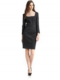 THE LOOKRounded square neckBracelet-length sleevesSeamed details throughoutBack zipVented back hemTHE FITAbout 36½ from shoulder to hemTHE MATERIAL72% polyester/23% viscose/5% spandexFully linedCARE & ORIGINDry cleanImportedModel shown is 5'9 (175cm) wearing US size Small. THE LOOKRounded square neckBracelet-length sleevesSeamed details throughoutBack zipVented back hemTHE FITAbout 36½ from shoulder to hemTHE MATERIAL72% polyester/23% viscose/5% spandexFully linedCARE & ORIGINDry cleanImportedModel shown is 5'9 (175cm) wearing US size Small.