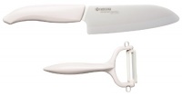 Kyocera Revolution Series 5-1/2-Inch Santoku Knife and Y Peeler Set, White Kyocera Revolution Series 5-1/2-Inch Santoku Knife and Y Peeler Set, White