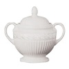 Edme sugar bowl by Wedgwood. Wedgwood marks the 100th anniversary of its classic Edme collection with a refreshing update of its timeless pattern. A new antique white glaze enhances the elegant colannade embossment and laurel motif accent pieces. Sophisticated shapes and generously sized pieces make this pattern ideal for today's lifestyle.